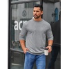 image:imageCOOFANDY Mens Crewneck Sweatshirts Geometric Texture Casual Long Sleeve Pullovers Solid Color Lightweight Pullover TopsLight Gray