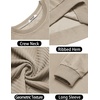image:imageCOOFANDY Mens Crewneck Sweatshirts Geometric Texture Casual Long Sleeve Pullovers Solid Color Lightweight Pullover TopsLight Khaki