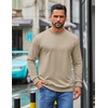 image:imageCOOFANDY Mens Crewneck Sweatshirts Geometric Texture Casual Long Sleeve Pullovers Solid Color Lightweight Pullover TopsLight Khaki