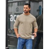 image:imageCOOFANDY Mens Crewneck Sweatshirts Geometric Texture Casual Long Sleeve Pullovers Solid Color Lightweight Pullover TopsLight Khaki
