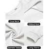 image:imageCOOFANDY Mens Crewneck Sweatshirts Geometric Texture Casual Long Sleeve Pullovers Solid Color Lightweight Pullover TopsWhite