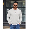 image:imageCOOFANDY Mens Crewneck Sweatshirts Geometric Texture Casual Long Sleeve Pullovers Solid Color Lightweight Pullover TopsWhite