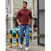 image:imageCOOFANDY Mens Crewneck Sweatshirts Geometric Texture Casual Long Sleeve Pullovers Solid Color Lightweight Pullover TopsWine Red