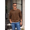 image:imageCOOFANDY Mens Crewneck Sweatshirts Long Sleeves Fleece Sweatshirts Thermal Casual Pullover ShirtBrown