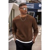 image:imageCOOFANDY Mens Crewneck Sweatshirts Long Sleeves Fleece Sweatshirts Thermal Casual Pullover ShirtBrown