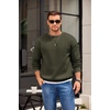 image:imageCOOFANDY Mens Crewneck Sweatshirts Long Sleeves Fleece Sweatshirts Thermal Casual Pullover ShirtDark Army Green