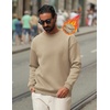 image:imageCOOFANDY Mens Crewneck Sweatshirts Long Sleeves Fleece Sweatshirts Thermal Casual Pullover ShirtKhaki