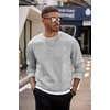 image:imageCOOFANDY Mens Crewneck Sweatshirts Long Sleeves Fleece Sweatshirts Thermal Casual Pullover ShirtLight Gray