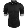 image:imageCOOFANDY Mens Dress Shirt Long Sleeve Casual Button Down Shirt Wrinkle Free Formal Business Shirts02black  Windowpane