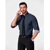 image:imageCOOFANDY Mens Dress Shirt Long Sleeve Casual Button Down Shirt Wrinkle Free Formal Business Shirts03dark Blue Solid