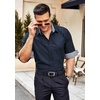 image:imageCOOFANDY Mens Dress Shirt Long Sleeve Casual Button Down Shirt Wrinkle Free Formal Business ShirtsDark Blue