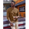 image:imageCOOFANDY Mens Fleece Crewneck Sweatshirt Casual Long Sleeve Pullover Fall Winter Warm Sweatshirts Fashion PulloversLight Brown