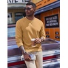 image:imageCOOFANDY Mens Fleece Crewneck Sweatshirt Casual Long Sleeve Pullover Fall Winter Warm Sweatshirts Fashion PulloversLight Tan