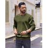 image:imageCOOFANDY Mens Fleece Crewneck Sweatshirt Cotton Long Sleeve Pullover Casual Thermal ShirtsDark Green
