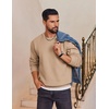 image:imageCOOFANDY Mens Fleece Crewneck Sweatshirt Cotton Long Sleeve Pullover Casual Thermal ShirtsKhaki