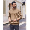 image:imageCOOFANDY Mens Fleece Crewneck Sweatshirt Cotton Long Sleeve Pullover Casual Thermal ShirtsKhaki