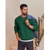 image:imageCOOFANDY Mens Fleece Crewneck Sweatshirt Cotton Long Sleeve Pullover Casual Thermal ShirtsLake Green