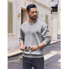 image:imageCOOFANDY Mens Fleece Crewneck Sweatshirt Cotton Long Sleeve Pullover Casual Thermal ShirtsLight Grey