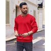image:imageCOOFANDY Mens Fleece Crewneck Sweatshirt Cotton Long Sleeve Pullover Casual Thermal ShirtsRed