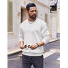 image:imageCOOFANDY Mens Fleece Crewneck Sweatshirt Cotton Long Sleeve Pullover Casual Thermal ShirtsWhite