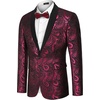 image:imageCOOFANDY Mens Floral Tuxedo Jacket Paisley Shawl Lapel Suit Blazer Jacket for DinnerPromWeddingPink