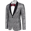 image:imageCOOFANDY Mens Floral Tuxedo Jacket Paisley Shawl Lapel Suit Blazer Jacket for DinnerPromWeddingSilver
