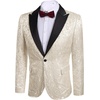 image:imageCOOFANDY Mens Floral Tuxedo One Button Luxury Shiny Blazer Dinner Party Prom Wedding Suit Jacket1  Beige White