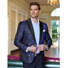 image:imageCOOFANDY Mens Floral Tuxedo One Button Luxury Shiny Blazer Dinner Party Prom Wedding Suit Jacket1  Blue