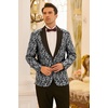 image:imageCOOFANDY Mens Floral Tuxedo One Button Luxury Shiny Blazer Dinner Party Prom Wedding Suit Jacket1  Grey