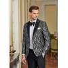 image:imageCOOFANDY Mens Floral Tuxedo One Button Luxury Shiny Blazer Dinner Party Prom Wedding Suit Jacket1  Grey
