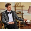 image:imageCOOFANDY Mens Floral Tuxedo One Button Luxury Shiny Blazer Dinner Party Prom Wedding Suit Jacket1  Grey