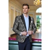 image:imageCOOFANDY Mens Floral Tuxedo One Button Luxury Shiny Blazer Dinner Party Prom Wedding Suit Jacket1  Grey