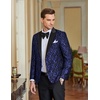 image:imageCOOFANDY Mens Floral Tuxedo One Button Luxury Shiny Blazer Dinner Party Prom Wedding Suit Jacket1  Navy Blue