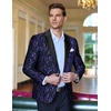 image:imageCOOFANDY Mens Floral Tuxedo One Button Luxury Shiny Blazer Dinner Party Prom Wedding Suit Jacket1  Navy Blue