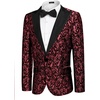 image:imageCOOFANDY Mens Floral Tuxedo One Button Luxury Shiny Blazer Dinner Party Prom Wedding Suit Jacket6  Wine Red