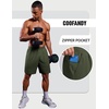 image:imageCOOFANDY Mens Gym Athletic Shorts with Zipper Pockets Quick Dry 7 Workout Running Training ShortsArmy Green