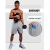 image:imageCOOFANDY Mens Gym Athletic Shorts with Zipper Pockets Quick Dry 7 Workout Running Training ShortsLight Gray