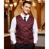 image:imageCOOFANDY Mens Halloween Victorian Vest Steampunk Double Breasted Suit Vest Slim Fit Brocade Paisley Floral WaistcoatRed