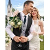 image:imageCOOFANDY Mens Layered Suit Vest Business Dress Vests Formal Wedding Waistcoat Slim FitBlack