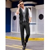 image:imageCOOFANDY Mens Layered Suit Vest Business Dress Vests Formal Wedding Waistcoat Slim FitBlack