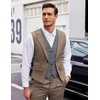 image:imageCOOFANDY Mens Layered Suit Vest Business Dress Vests Formal Wedding Waistcoat Slim FitBrown