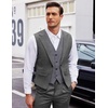 image:imageCOOFANDY Mens Layered Suit Vest Business Dress Vests Formal Wedding Waistcoat Slim FitDark Gray