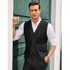 image:imageCOOFANDY Mens Layered Suit Vest Business Dress Vests Formal Wedding Waistcoat Slim FitPure Black