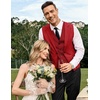 image:imageCOOFANDY Mens Layered Suit Vest Business Dress Vests Formal Wedding Waistcoat Slim FitRed