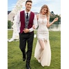 image:imageCOOFANDY Mens Layered Suit Vest Business Dress Vests Formal Wedding Waistcoat Slim FitWine Red
