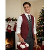 image:imageCOOFANDY Mens Layered Suit Vest Business Dress Vests Formal Wedding Waistcoat Slim FitWine Red
