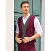 image:imageCOOFANDY Mens Layered Suit Vest Business Dress Vests Formal Wedding Waistcoat Slim FitWine Red