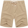image:imageCOOFANDY Mens Linen Shorts Casual 9 7 Elastic Waist Drawstring Summer Beach Shorts1 Dark Khaki