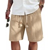 image:imageCOOFANDY Mens Linen Shorts Casual 9 7 Elastic Waist Drawstring Summer Beach Shorts1 Dark Khaki