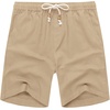 image:imageCOOFANDY Mens Linen Shorts Casual 9 7 Elastic Waist Drawstring Summer Beach Shorts1 Dark Khaki